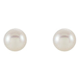 14K Yellow Cultured White Freshwater Pearl Earrings